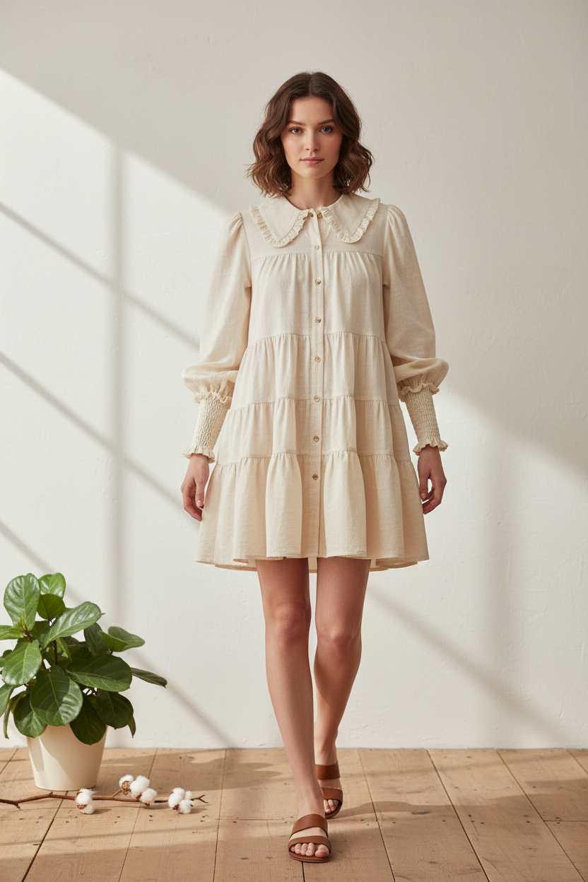 The Ruffle-Collar Tiered Dress