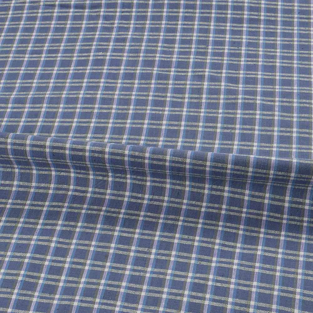 CHECK BLUE PURE COTTON 111 GSM HANDWOVEN FABRIC