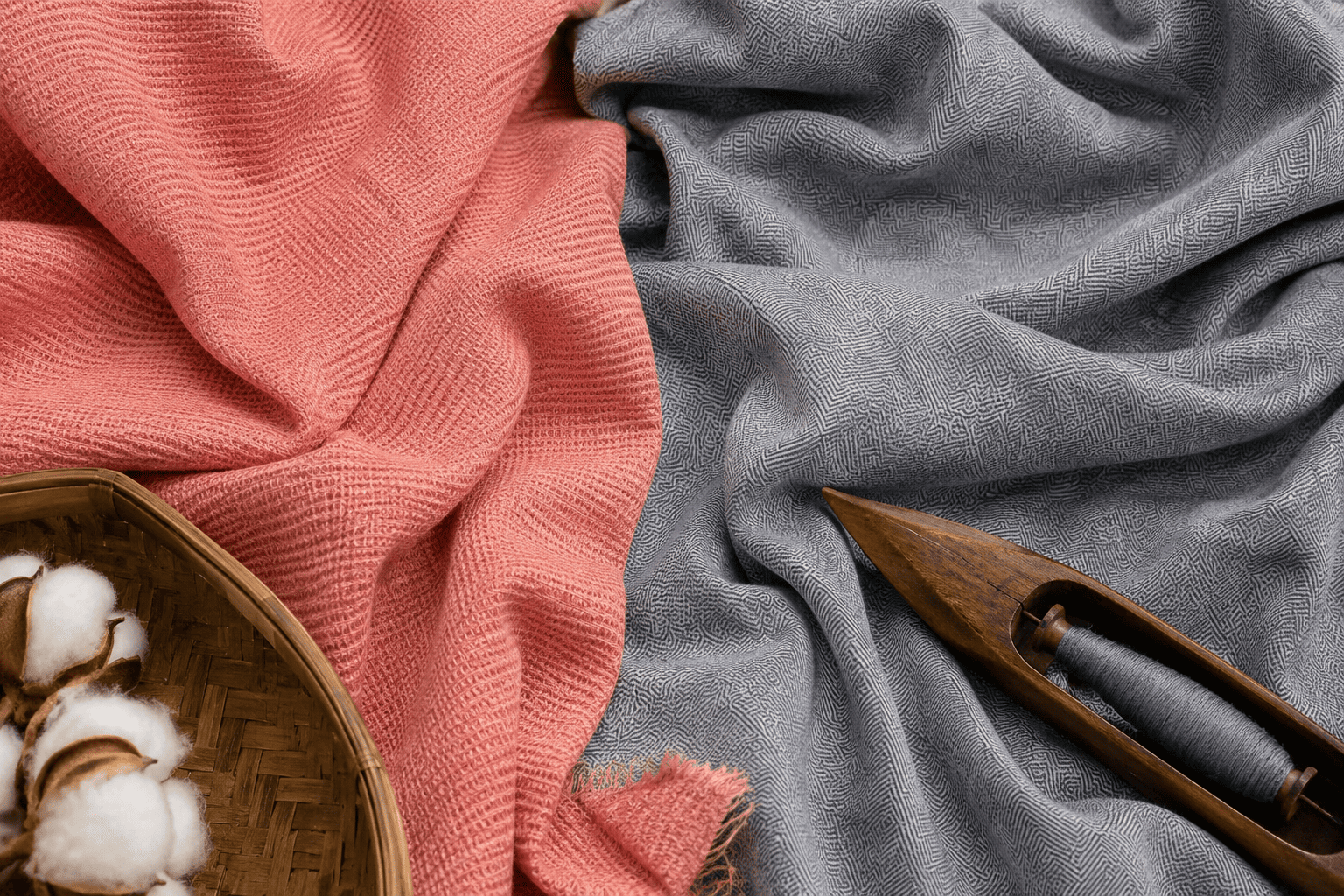 Handloom cotton fabrics showcasing textured weaves and traditional craftsmanship.