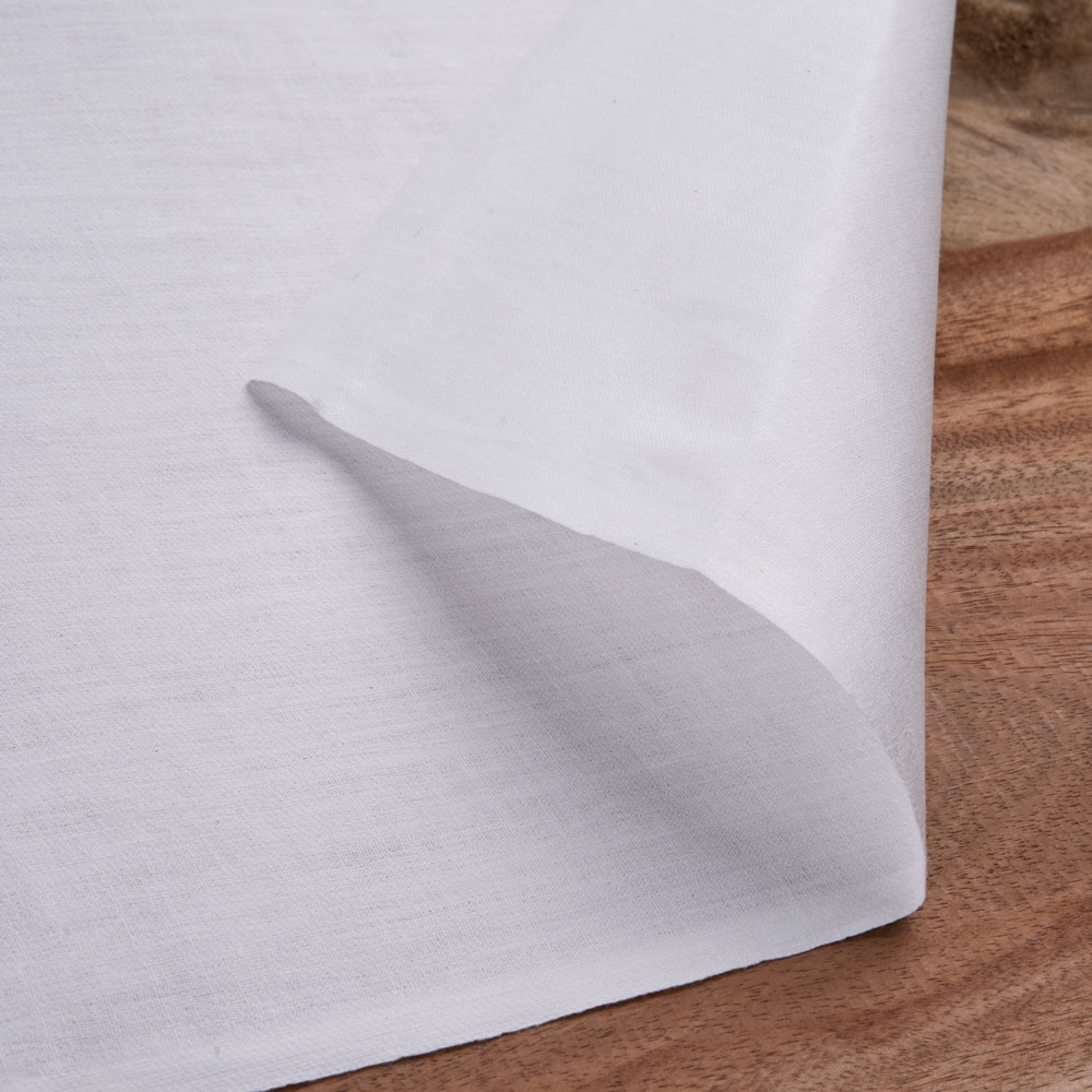 White Mulmul Khadi Cotton 92 GSM Fabric - Bleached, Dyeable 10 & 36 Inch Width
