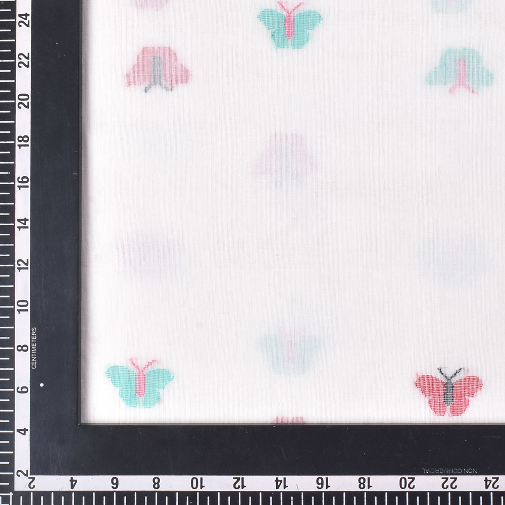 MULTICOLOR BUTTERFLY JAMDANI PURE COTTON 54 GSM HANDWOVEN FABRIC