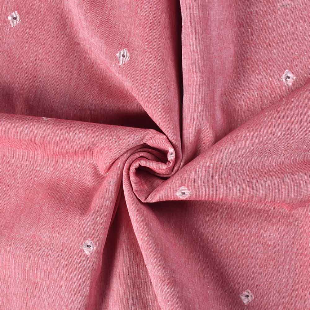 Geometric Red Jamdani Pure Cotton 52 GSM Handwoven Fabric