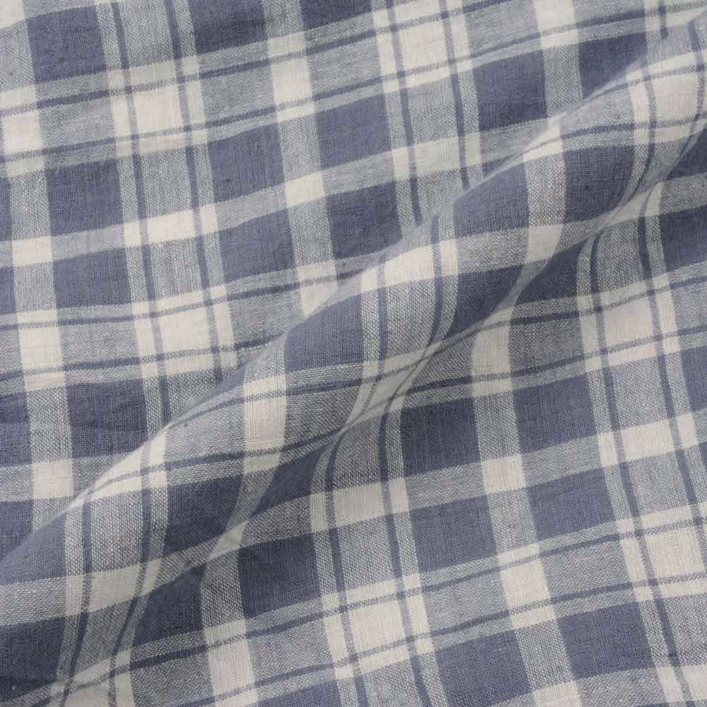CHECK BLUISH GREY & WHITE PURE COTTON 105 GSM HANDWOVEN FABRIC