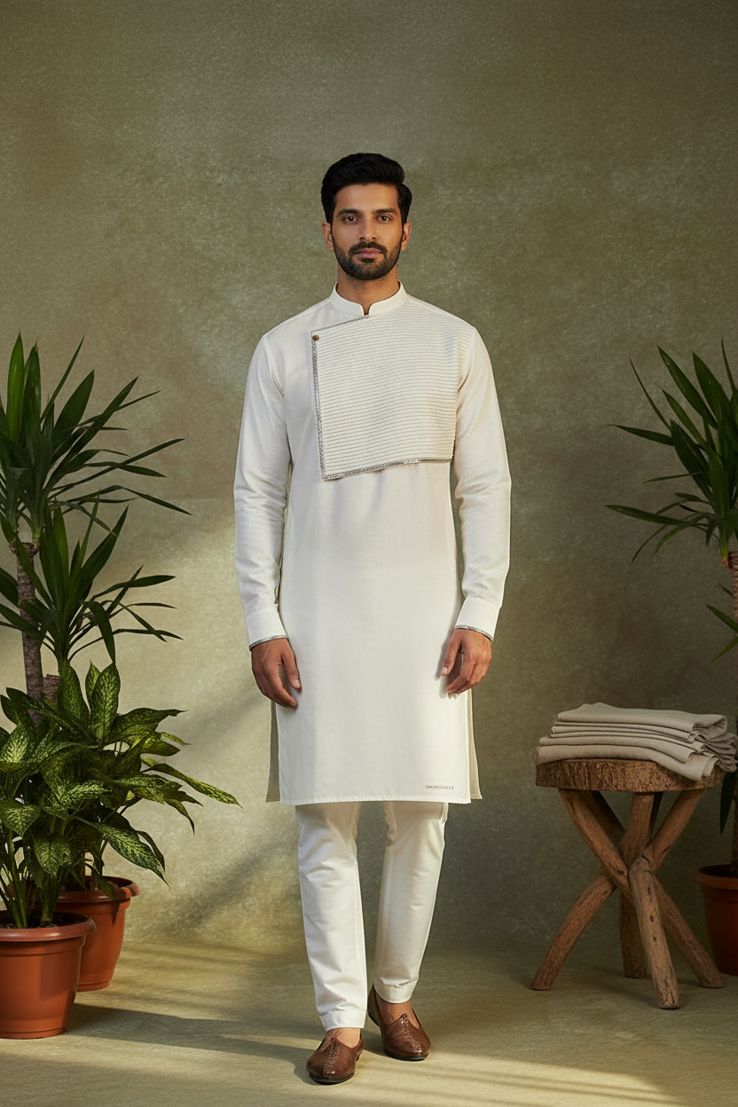 Embroidered Indo-Western Kurta 