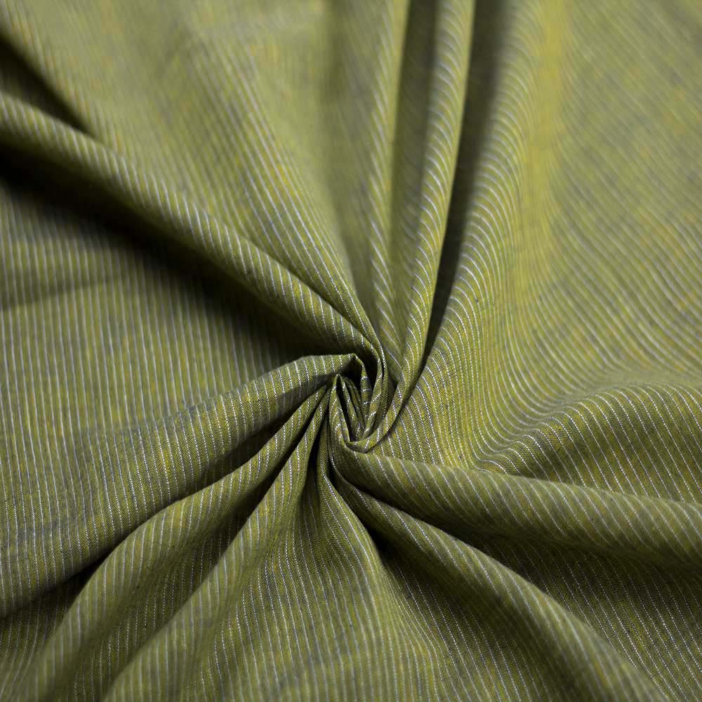 Stripe Green Pure Cotton 65 GSM Handwoven Fabric J9