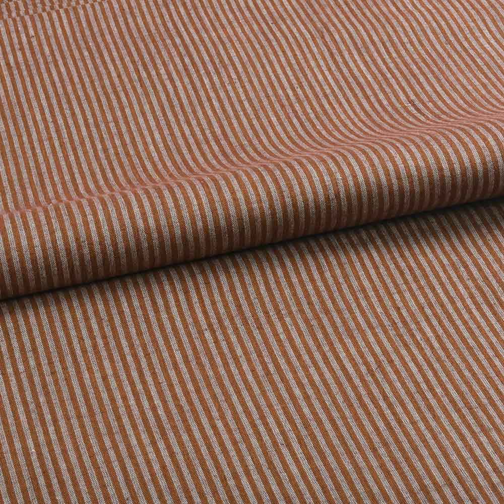 STRIPE BROWN PURE COTTON 69 GSM HANDWOVEN FABRIC