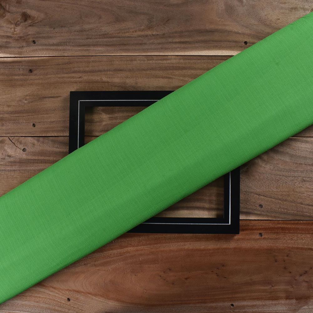 Stripe Green Pure Cotton 74 GSM Handwoven Fabric