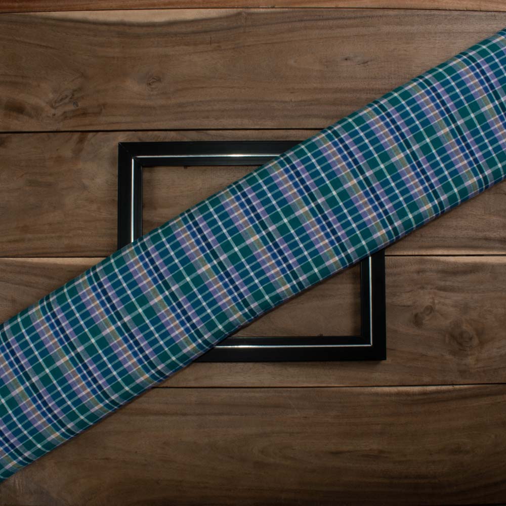 Check Multicolor Pure Cotton 90 GSM Handwoven Fabric 696