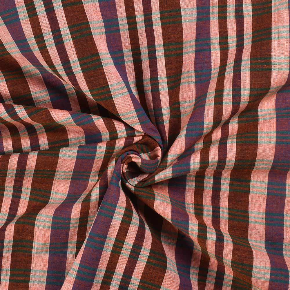 Check Multicolor Pure Cotton 80 GSM Handwoven Fabric