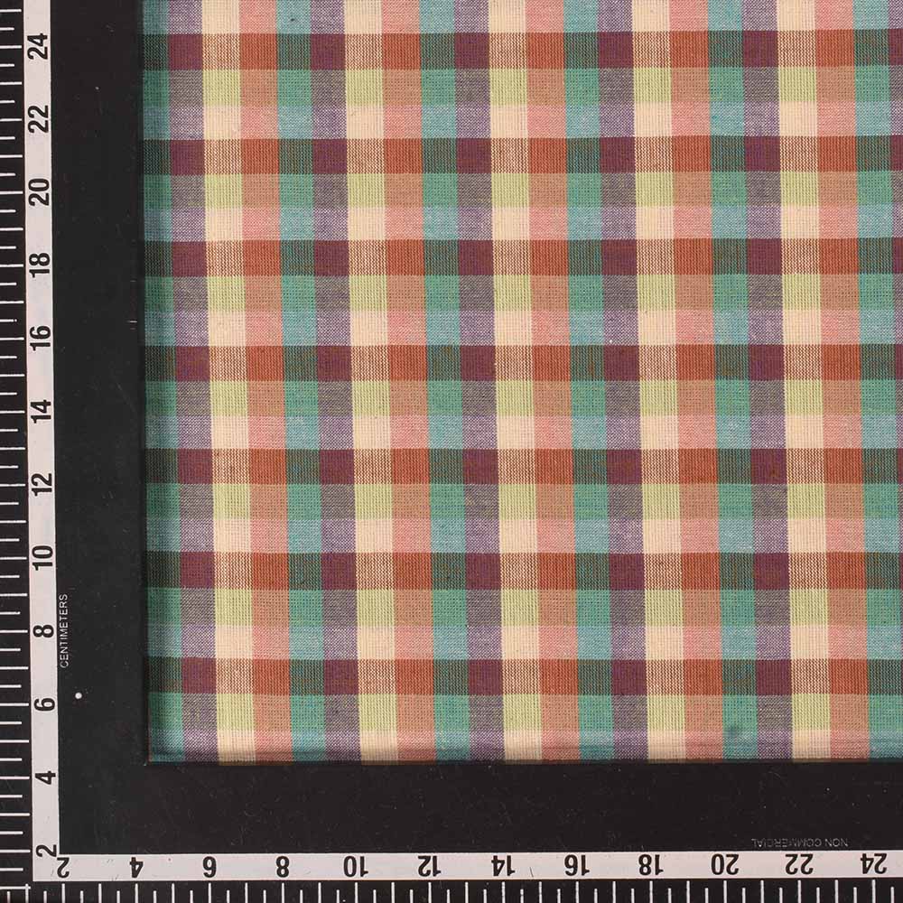 CHECK MULTICOLOUR PURE COTTON 96 GSM HANDWOVEN FABRIC 467