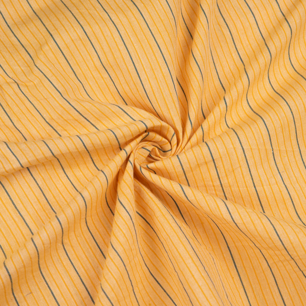 Pinstripe Yellow Pure Cotton 101 GSM Handwoven Fabric