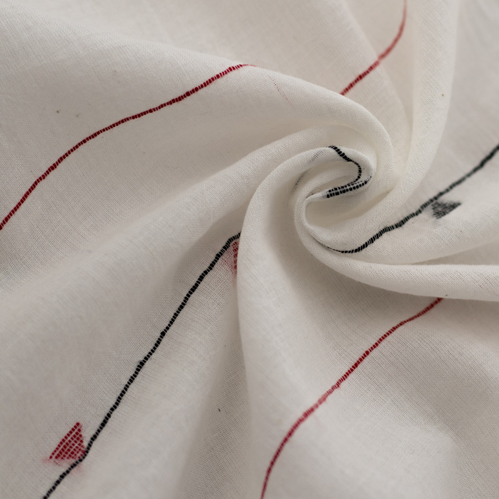 Geometric Stripe Cream Jamdani Pure Cotton 55 GSM Fabric 24
