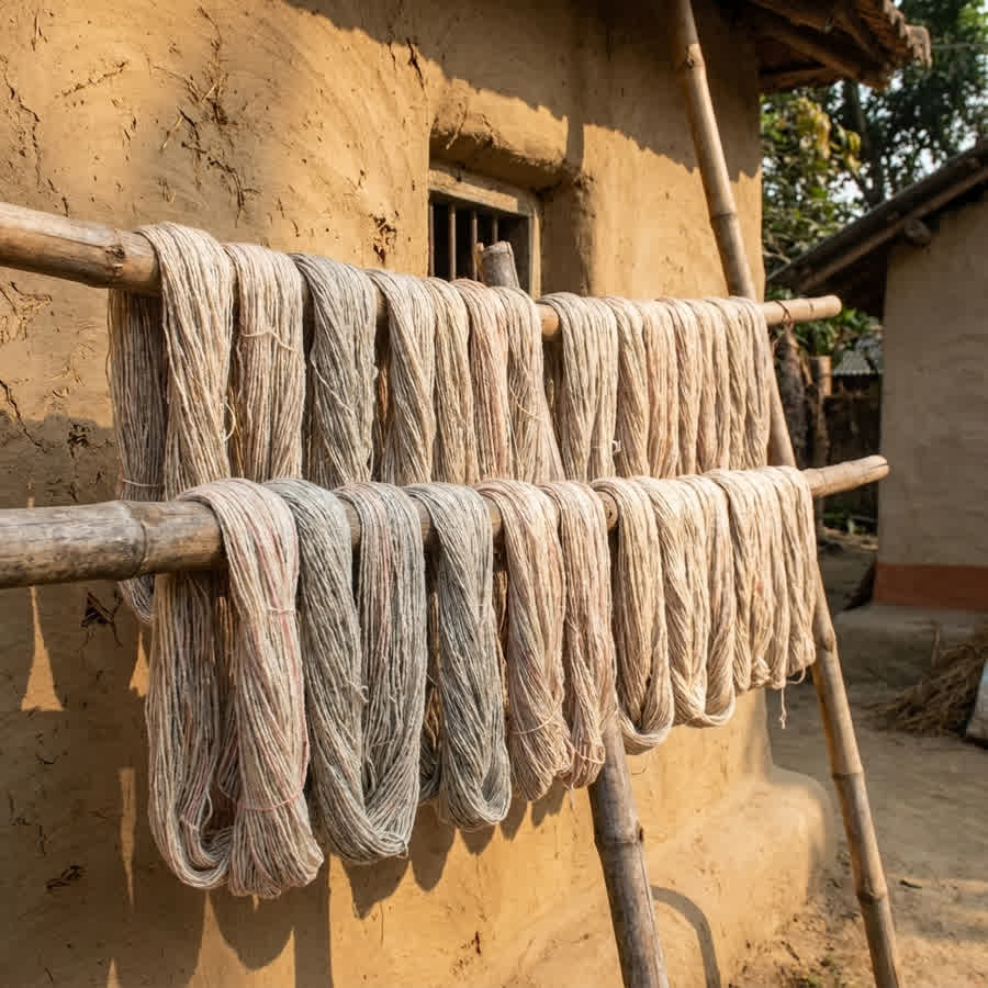 Artisan working on sustainable handloom fabrics in a rural cluster
