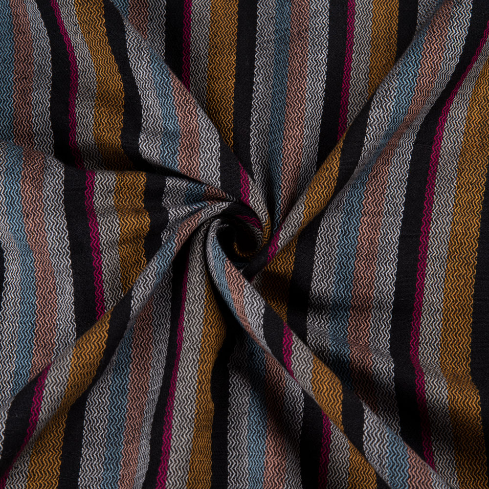 Stripe Herringbone Twill Multicolour Khadi Cotton 100 GSM Handwoven Fabric