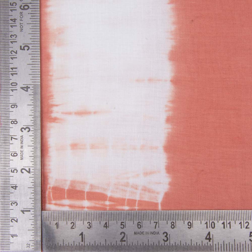 ABSTRACT PEACH WHITE TIE DYE KHADI COTTON 110 GSM HANDWOVEN FABRIC