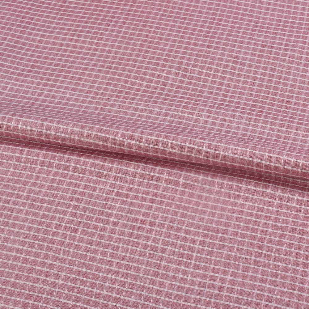 CHECK PINK PURE COTTON 92 GSM HANDWOVEN FABRIC