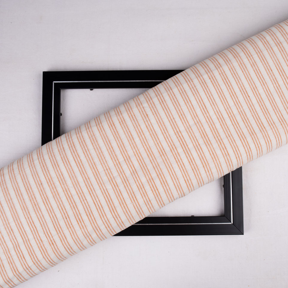 Stripe Creme Pure Cotton 68 GSM Handwoven Fabric