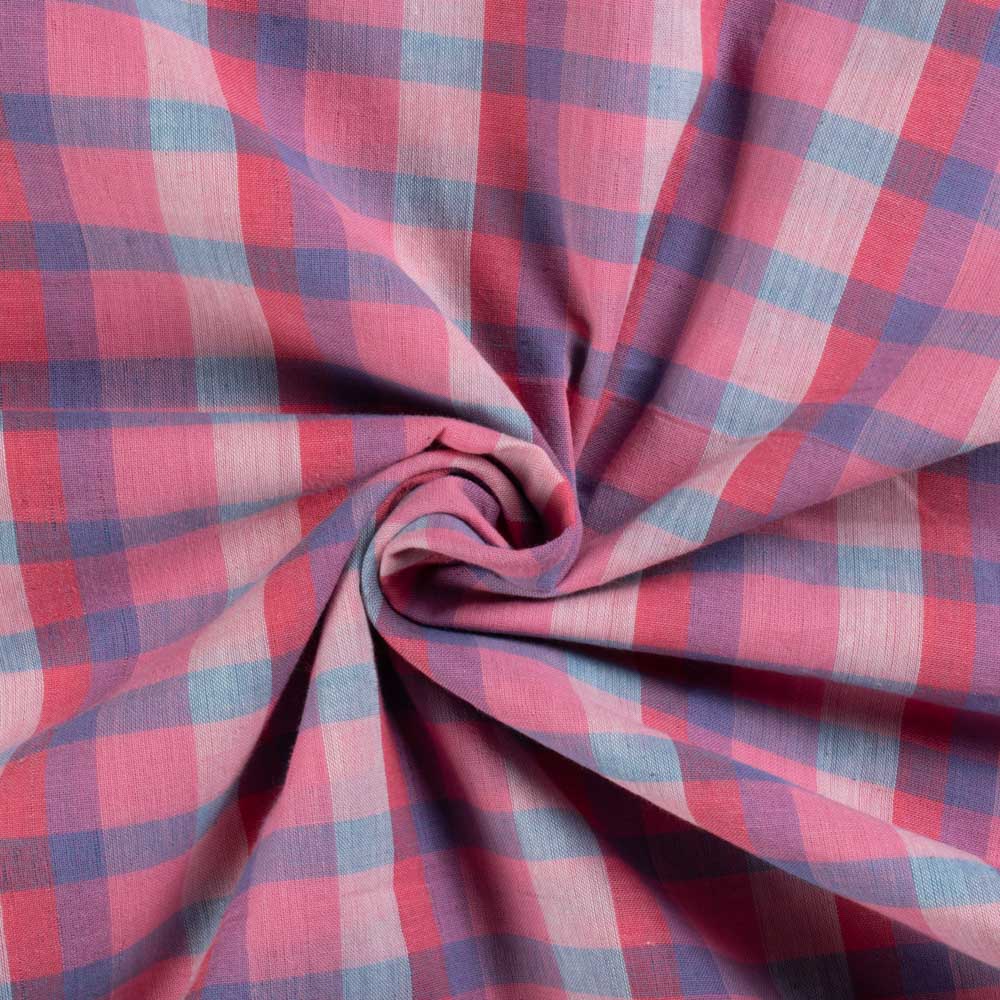 Multicolour Check Pure Cotton 80 GSM Handwoven Fabric 796