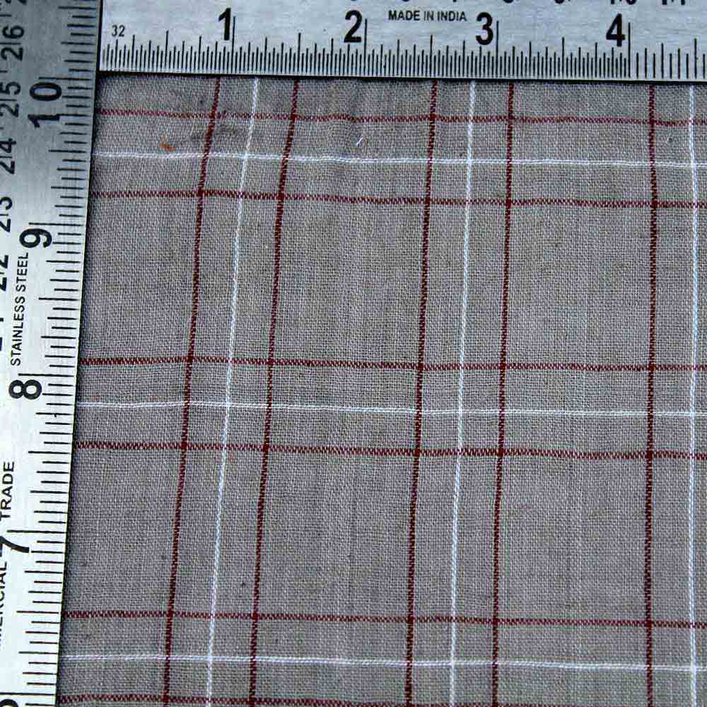 CHECK GREY PURE COTTON 105 GSM HANDWOVEN FABRIC