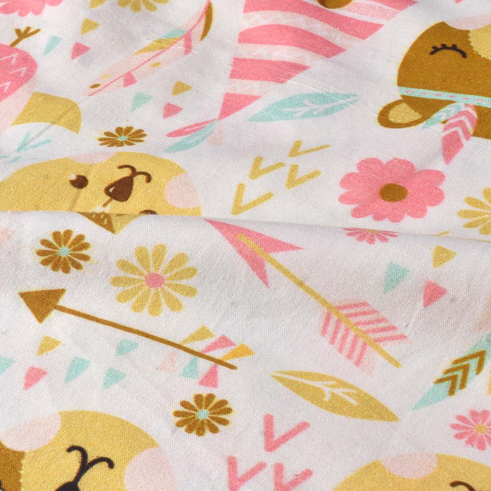 ABSTRACT WHITE DIGITAL PRINTED KHADI COTTON 120 GSM HANDWOVEN FABRIC 44