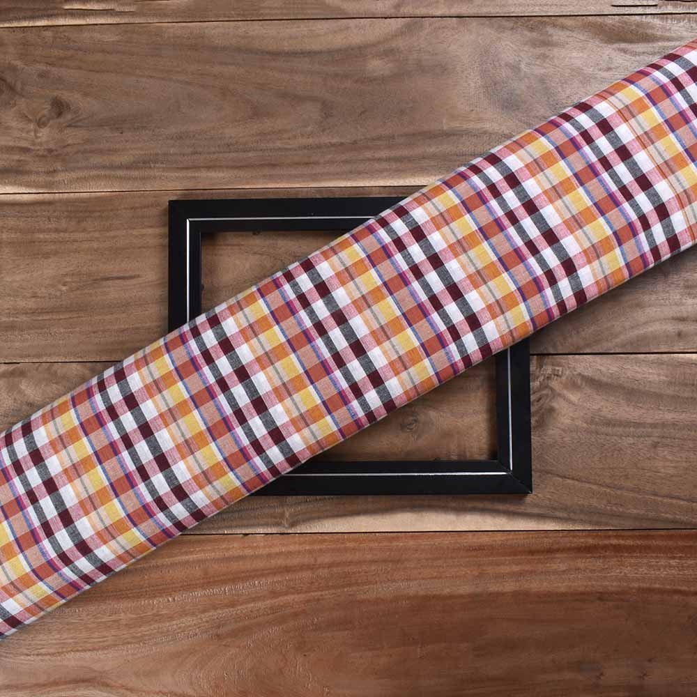 Check Multicolour  Pure 90 GSM Cotton Handwoven Fabric