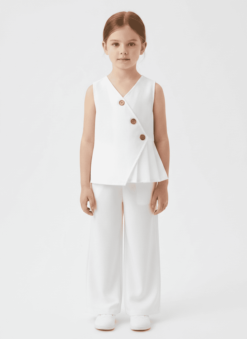 Asymmetric Buttoned & Flared Full Co-ord Set