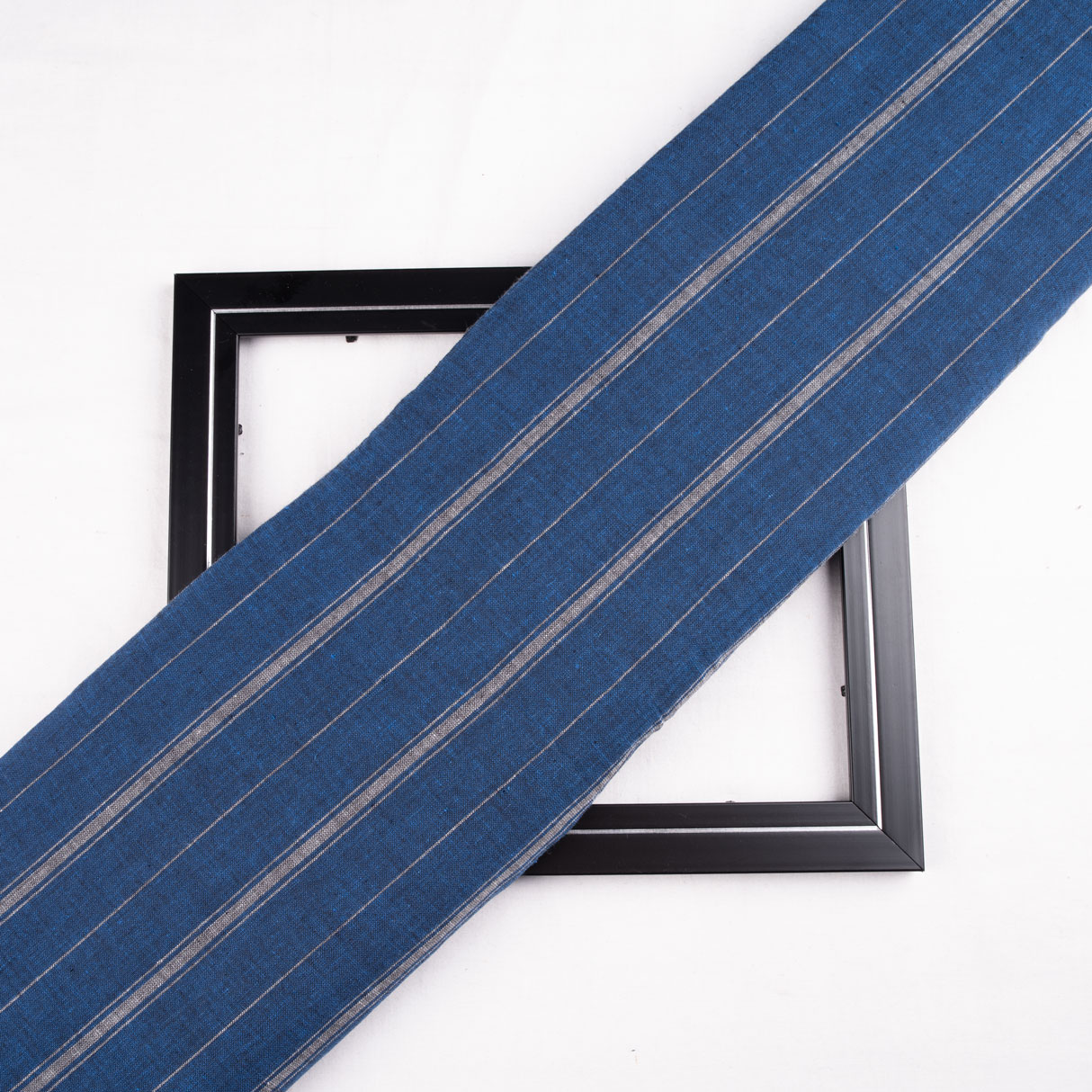 Stripe Blue Pure Cotton 97 GSM Handwoven Fabric