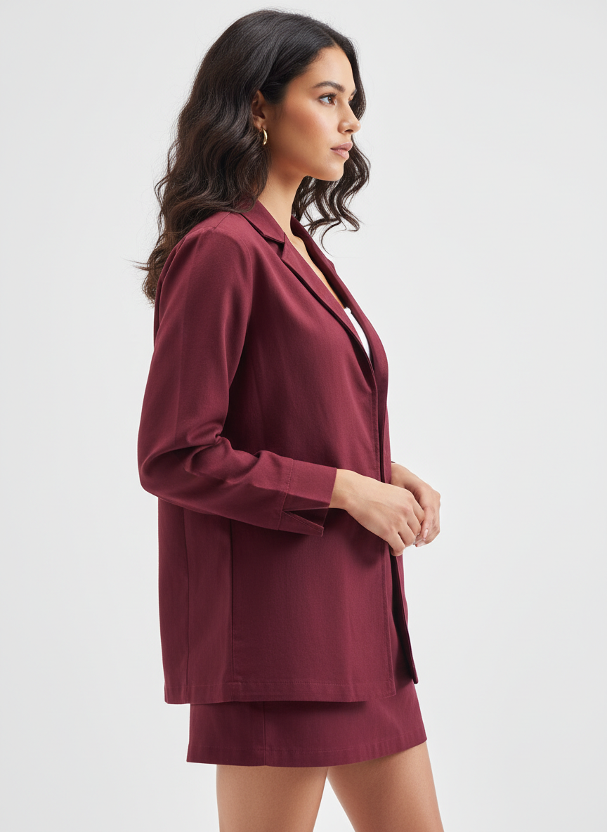 Flat Lay Collar Top & Short Skirt Co-ord Set