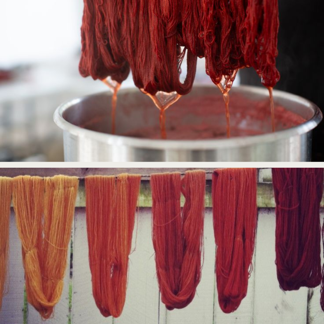Once the dyeing is complete and the yarns are dry