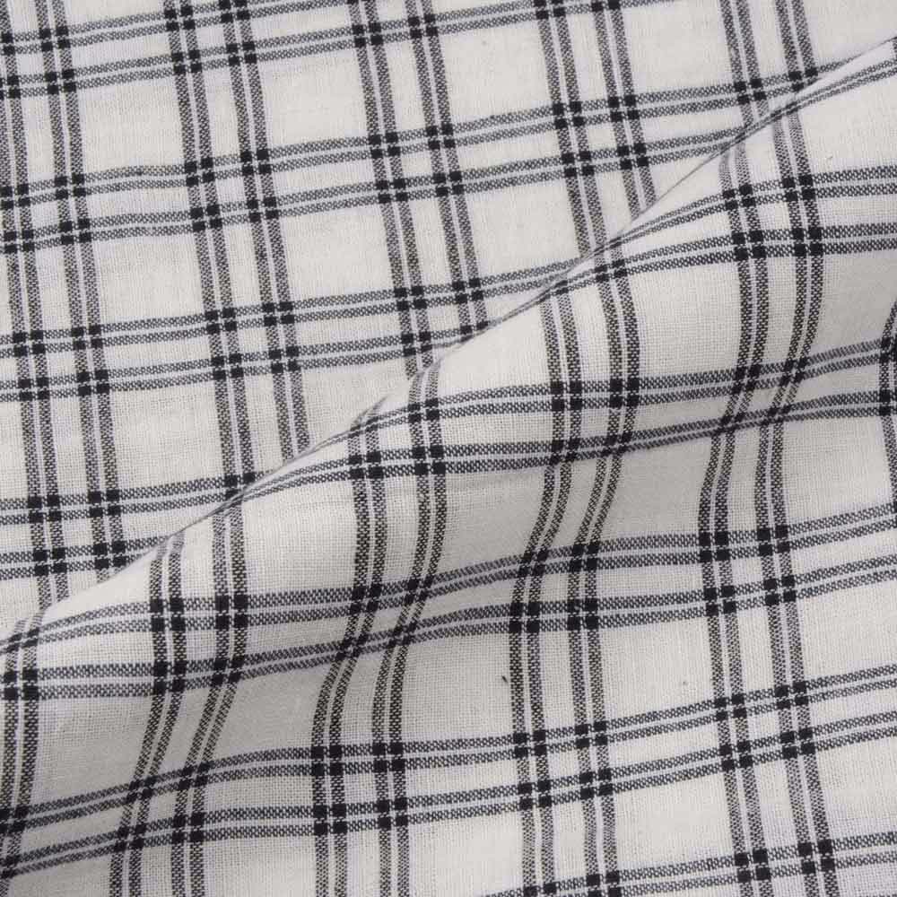 CHECK BLACK & WHITE PURE COTTON 94 GSM HANDWOVEN FABRIC