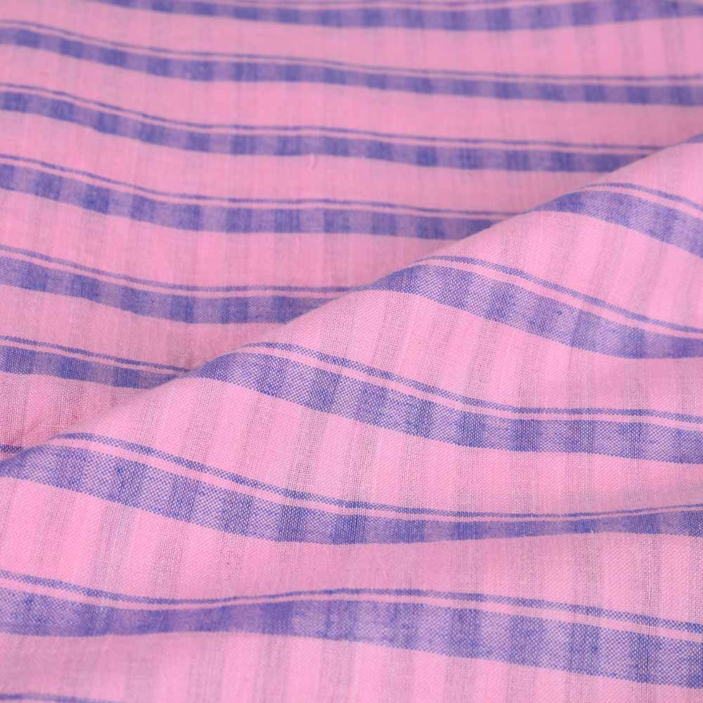 STRIPE PINK PURE COTTON 87 GSM HANDWOVEN FABRIC 77
