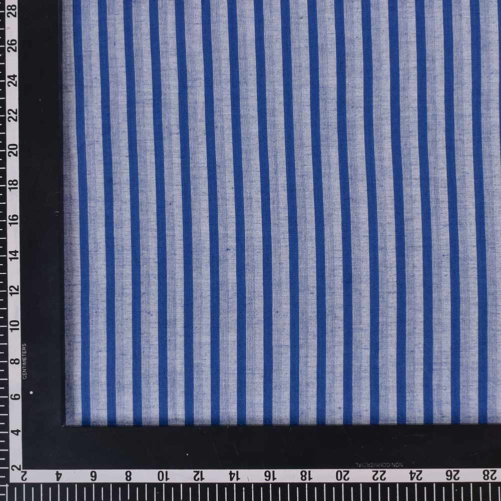STRIPE ROYAL BLUE PURE COTTON 98 GSM HANDWOVEN FABRIC