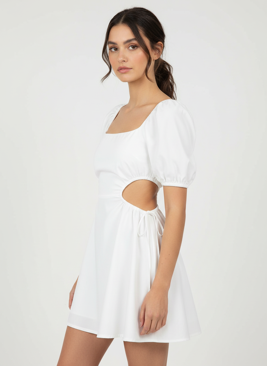 Side Tied Cut Out Short Dress