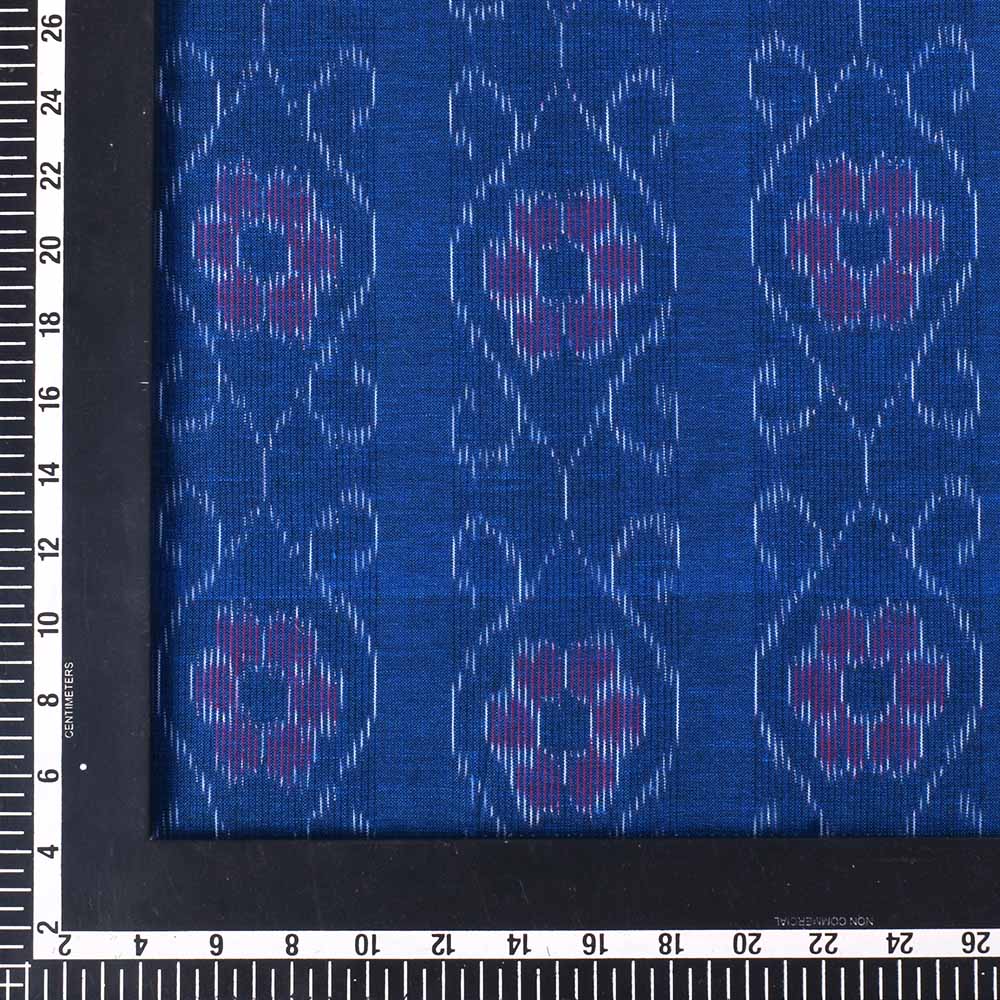 BLUE IKKAT PURE COTTON 80 GSM HANDWOVEN FABRIC