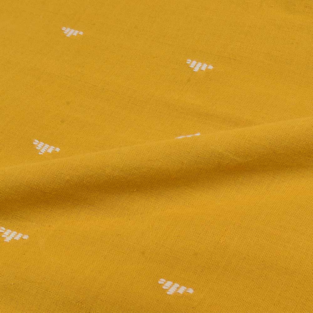 GEOMETRIC YELLOW JAMDANI PURE COTTON 120 GSM HANDOWVEN FABRIC