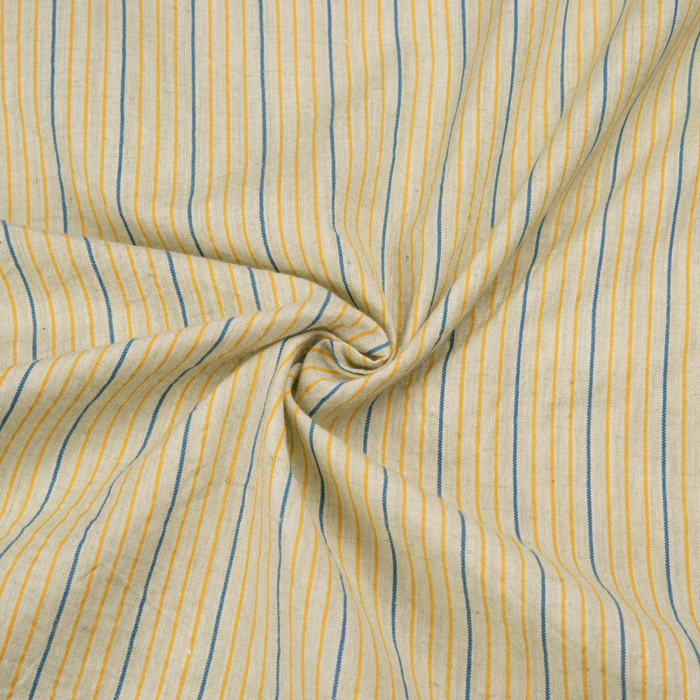 Pinstripe Yellow Pure Cotton 90 GSM Handwoven Fabric