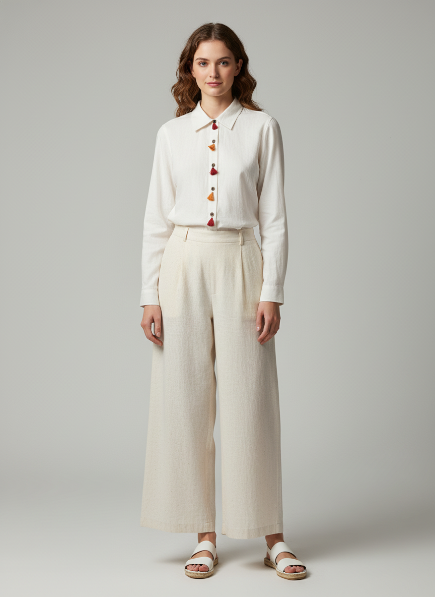 Multicoloured Tassel Embellished Shirt