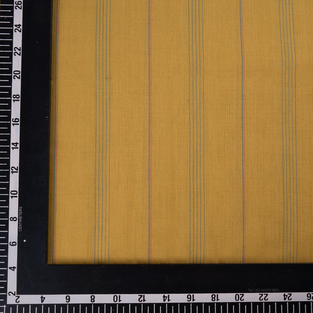 STRIPE MUSTARD PURE COTTON 60 GSM HANDWOVEN FABRIC