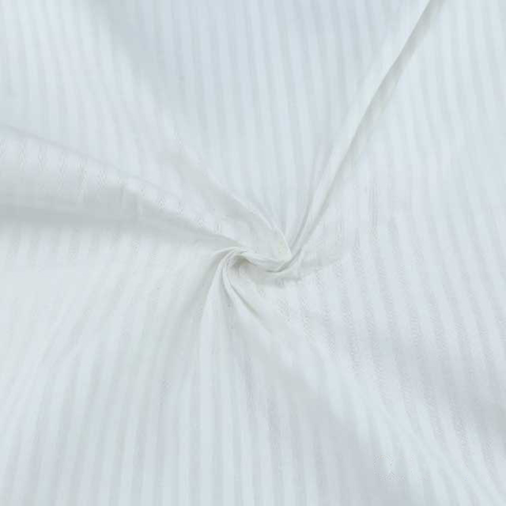 White Stripe Cotton 89 GSM Fabric - Bleached White & Dyeable