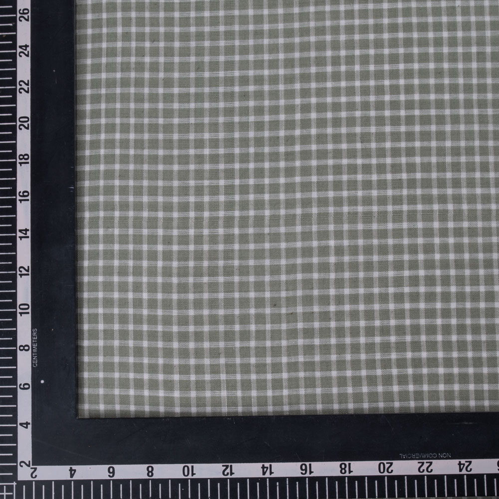 CHECK GREY & WHITE PURE COTTON 101 GSM HANDWOVEN FABRIC