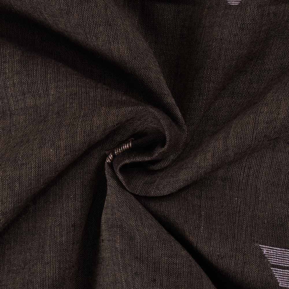 Geometric Brown Jamdani Pure Cotton Handwoven 62 GSM Fabric