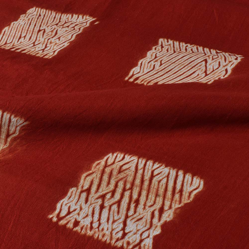 ABSTRACT MAROON SHIBORI 90 GSM MERCERISED COTTON FABRIC