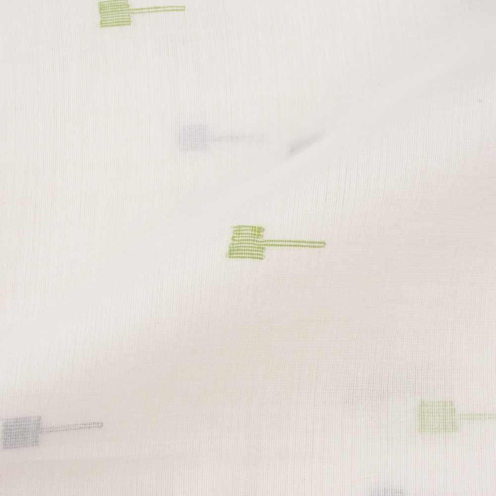GEOMETRIC CREAM JAMDANI PURE COTTON 55 GSM HANDWOVEN FABRIC