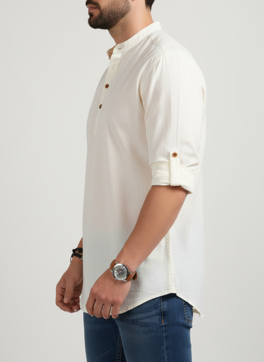 Quarter Buttoned Casual Shirt