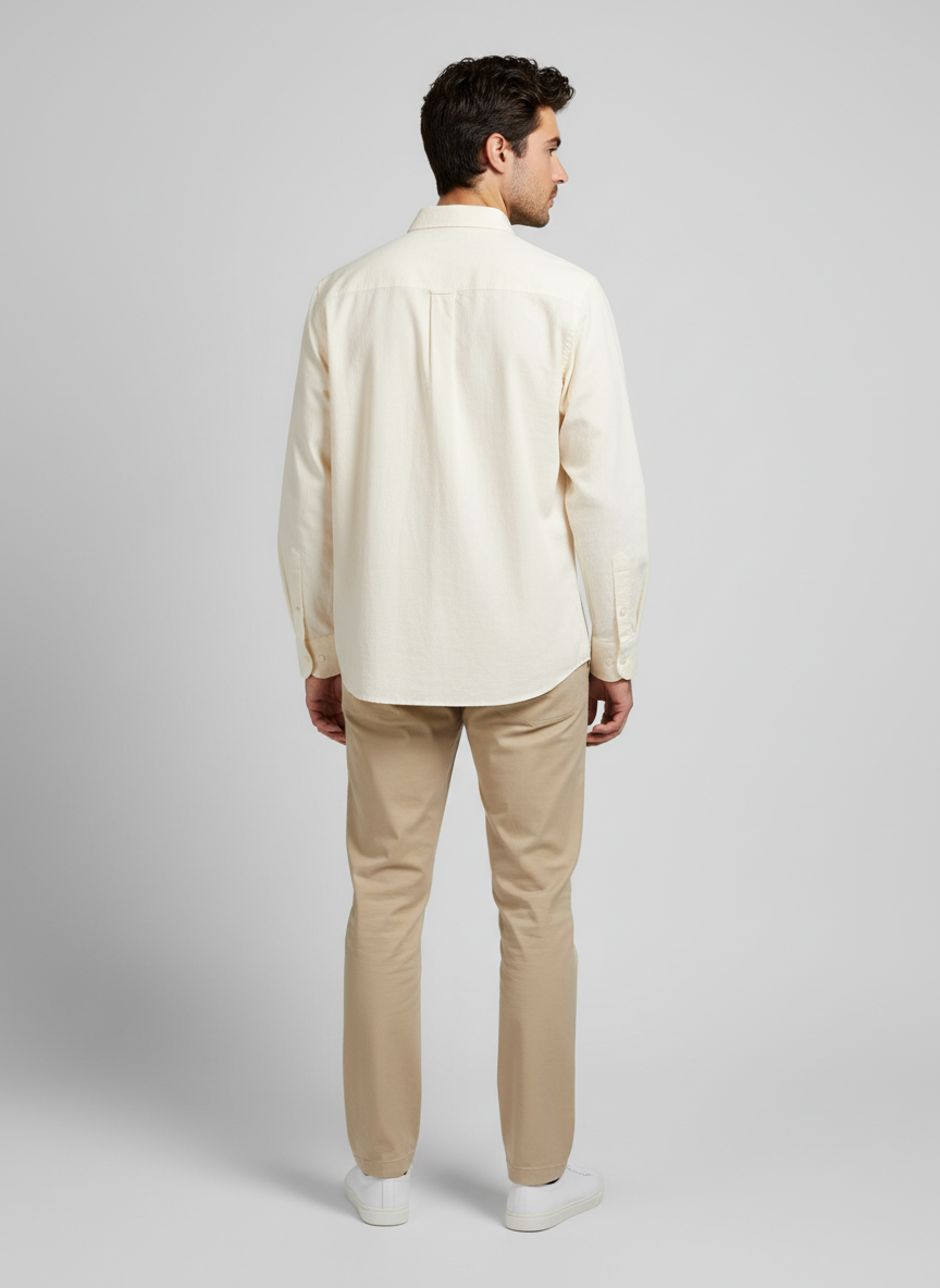 Spread Collared Shirt- Popover Placket And Long Buttoned Cuff