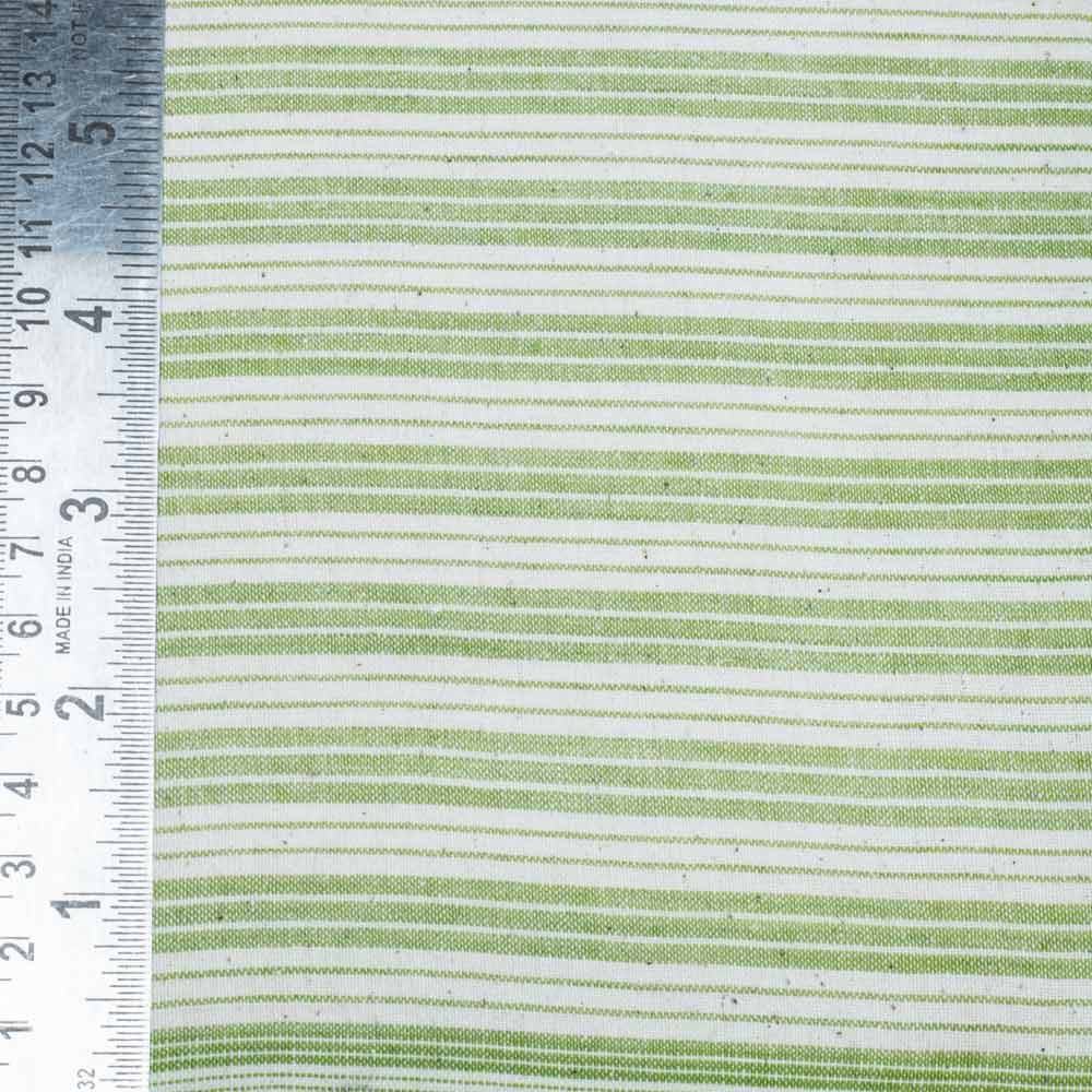 STRIPE GREEN & WHITE PURE COTTON 120 GSM HANDWOVEN FABRIC