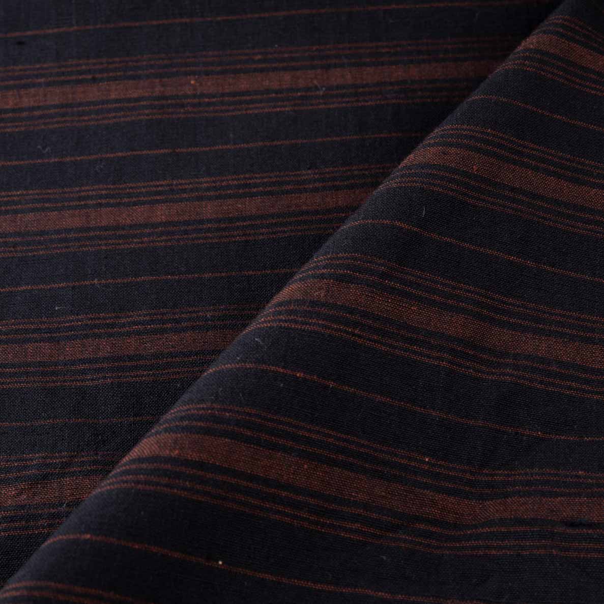 STRIPE BLACK BROWN KHADI COTTON 146 GSM FABRIC
