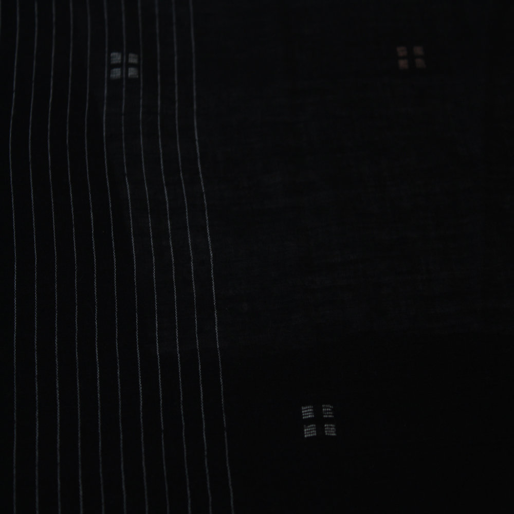 Geometric Stripe Black & White Jamdani Pure Cotton 55 GSM Fabric