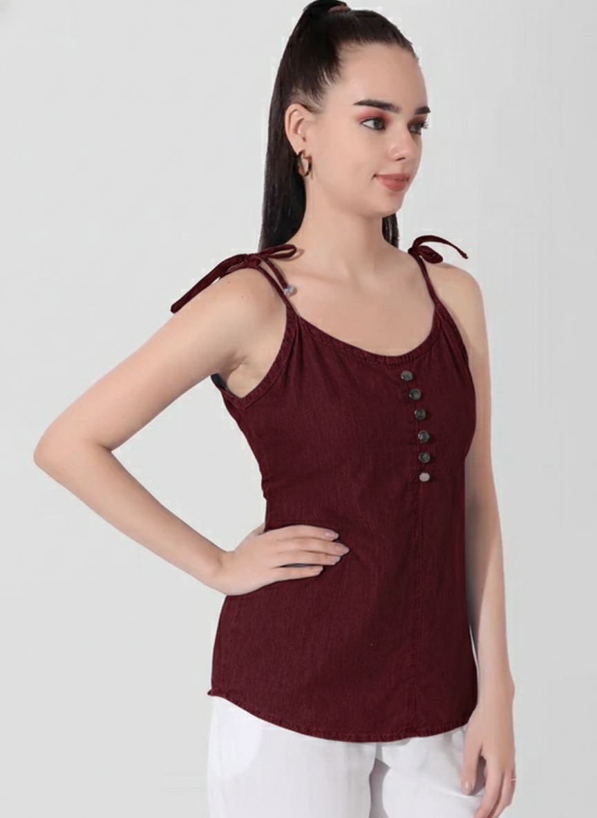 Shoulder Tie Tucks Top