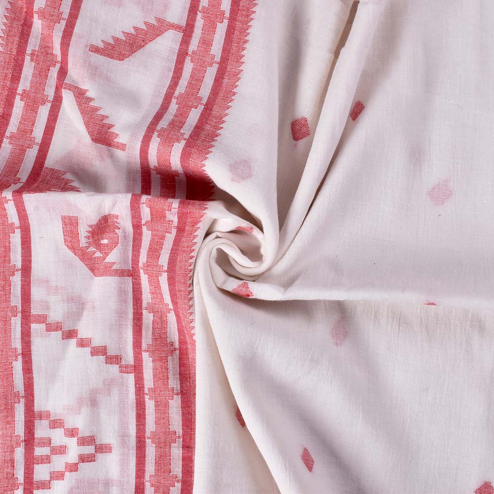 Diamond Off White Jamdani Pure Cotton 60 GSM Handwoven Fabric